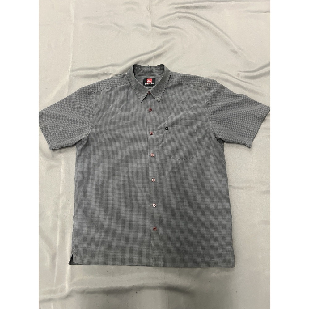 Quicksilver Button Down Shirt Short Sleeve Gray Men's Size Medium
